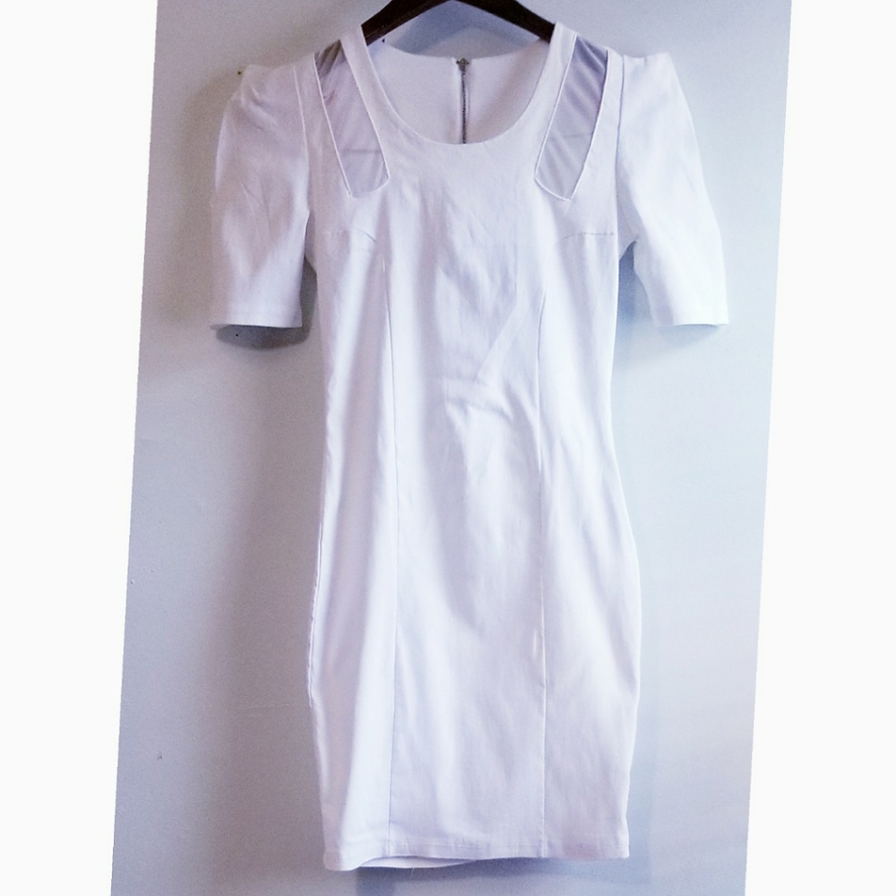 White Above Knee Bodycon Dress